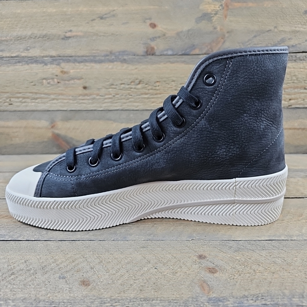 adidas Nizza 2 Lea Men's Originals Leather High Tops Carbon/ White - Picture 7 of 12